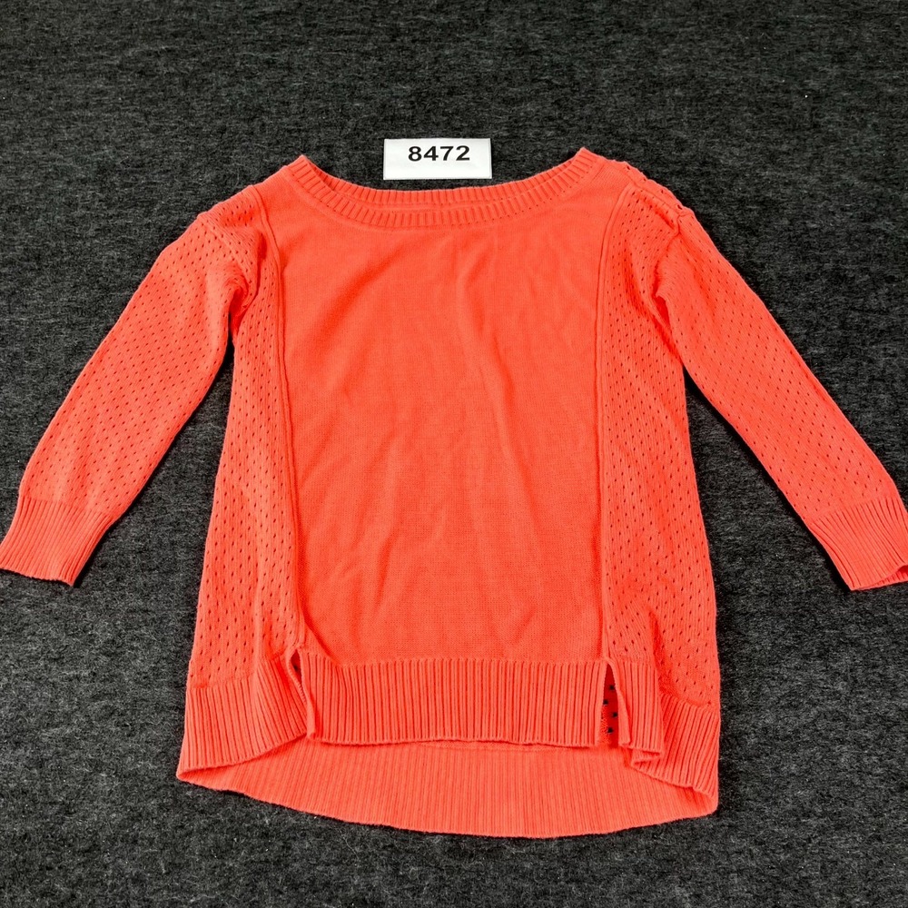 American Eagle Outfitters Sweater Womens XS‎ Orange Open Knit Cotton Boat Neck